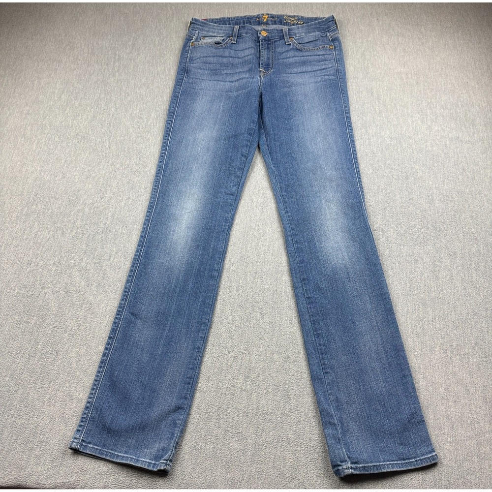 7 For All Mankind Jeans Womens 30x33 Blue Denim Kimmie Straight Leg Stretch Zip